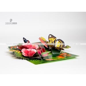 Popup Card - Flower and Butterfly Garden