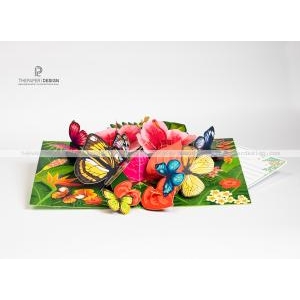 Popup Card - Flower and Butterfly Garden
