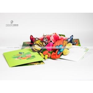 Popup Card - Flower and Butterfly Garden