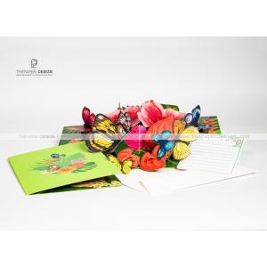 Popup Card - Flower and Butterfly Garden